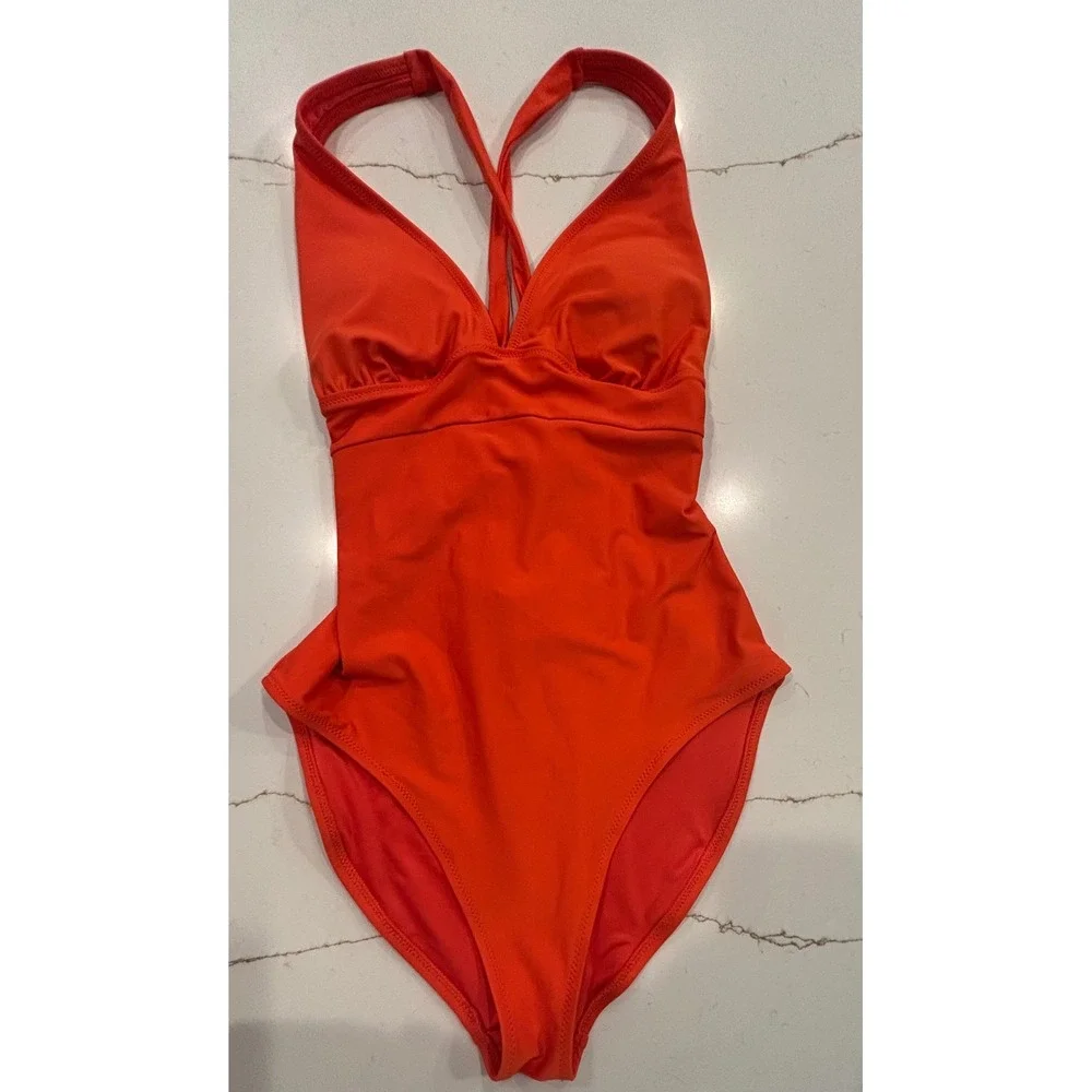 Old Navy XS One Piece Swimsuit Womens Orange EUC